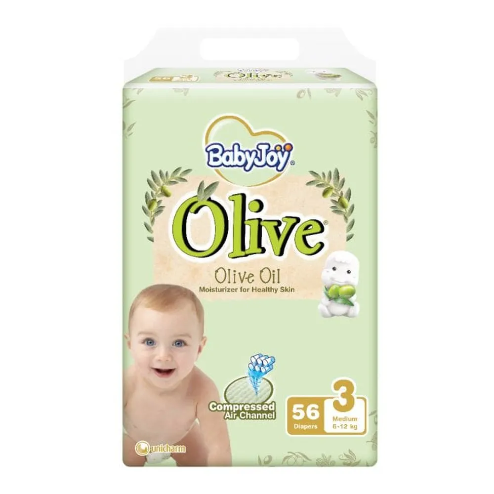BABYJOY-BABY-DIAPER-OLIVE-PREMIUM-3-MEDIUM56-P-3-C.webp بيبي جوي، حفاضات، بزيت الزيتون، مقاس 3، 6-12 كجم - 56 حفاضة - الصورة 1