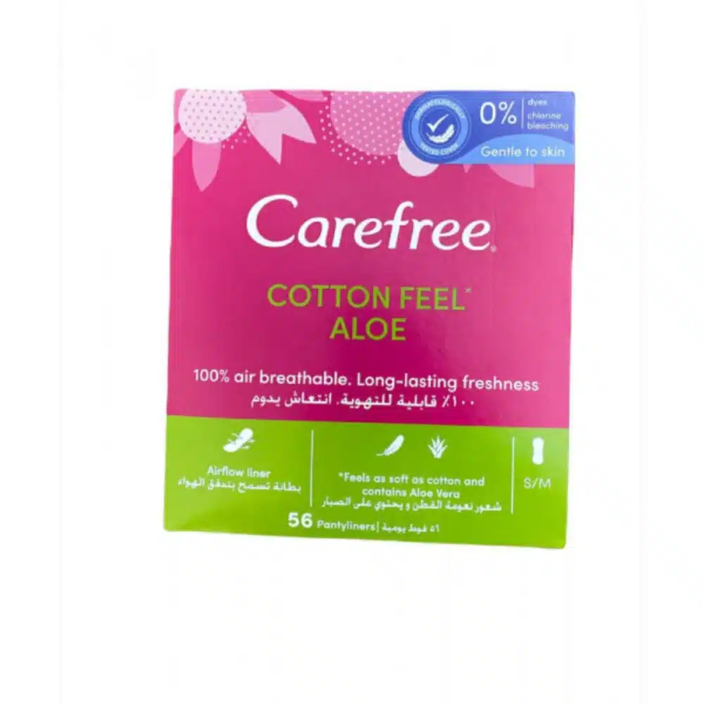 CAREFREE-FEMALE-NAPKINS-ALOE-VERA-58-56-PC-5-C.webp كير فري حفاضات صبار 58 حبة - الصورة 1