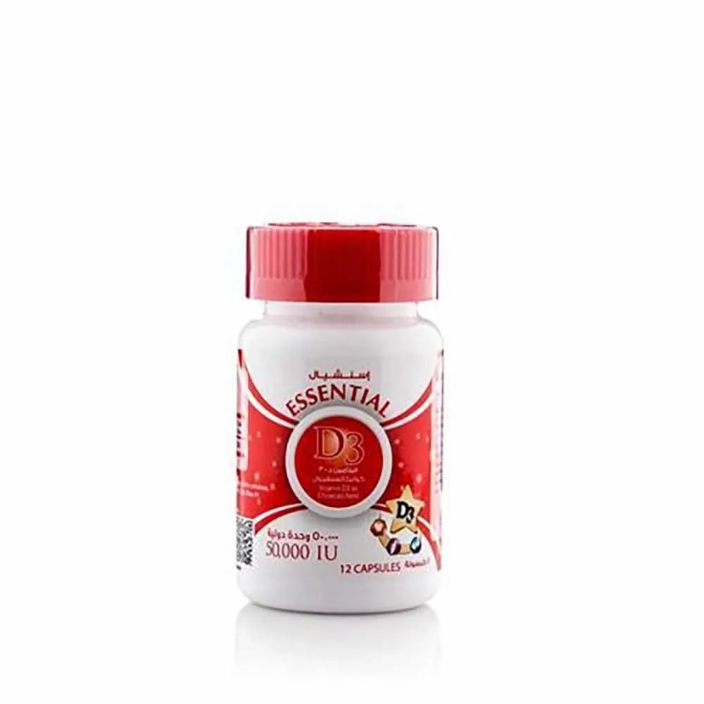 ESSENTIAL-VITAMIN-D3-50000-IU-CAPSULE-12P.webp اسينشال فيتامين د 3 50000 وحدة دولية كبسول 12 حبة - الصورة 1