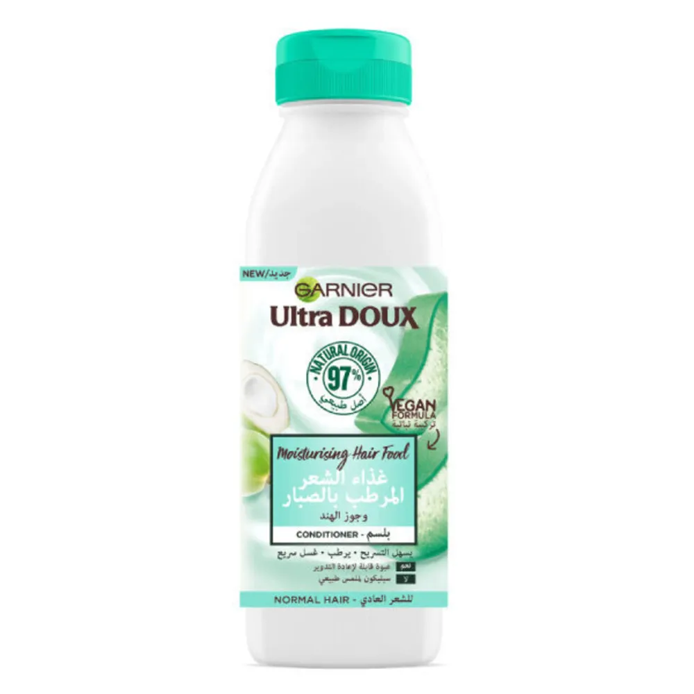 GARNIER-ULTRA-DOUX-CONDITIONER-MOISTURISING-HAIR-FOOD-ALOE-VERACOCOUNT-350-ML.webp غارنييه الترا دوكس بلسم غذاء الشعر المرطب بالصبار وجوز الهند 350 مل - الصورة 1