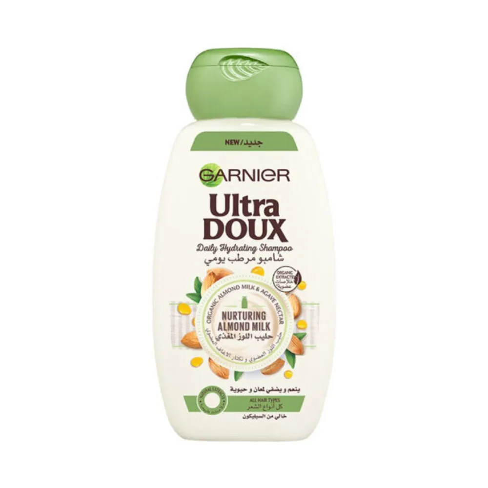 GARNIER-ULTRA-DOUX-HAIR-SHAMPOO-DAILY-HYDRATING-ALMOND-400-ML.webp غارنييه الترا دو شامبو مرطب يومي باللوز لجميع انواع الشعر 400 مل - الصورة 1