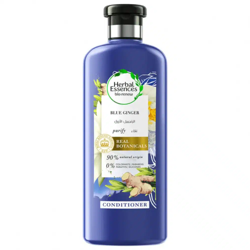 HERBAL-ESSENCE-BIORENEW-HAIR-CONDITIONER-REAL-BOTANICALS-BLUE-GINGER-PURIFY-400-ML.webp هيربال ايسنز بيورينيو بلسم للشعر الزنجبيل الازرق نقاء 400 مل - الصورة 1