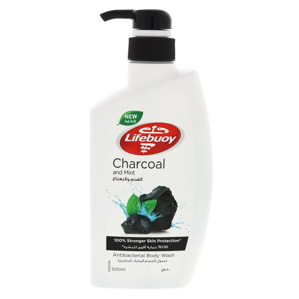 LIFEBUOY-BODY-WASH-CHARCOAL-500-ML.webp لايفبوي غسول جسم الفحم والنعناع 500 مل - الصورة 1