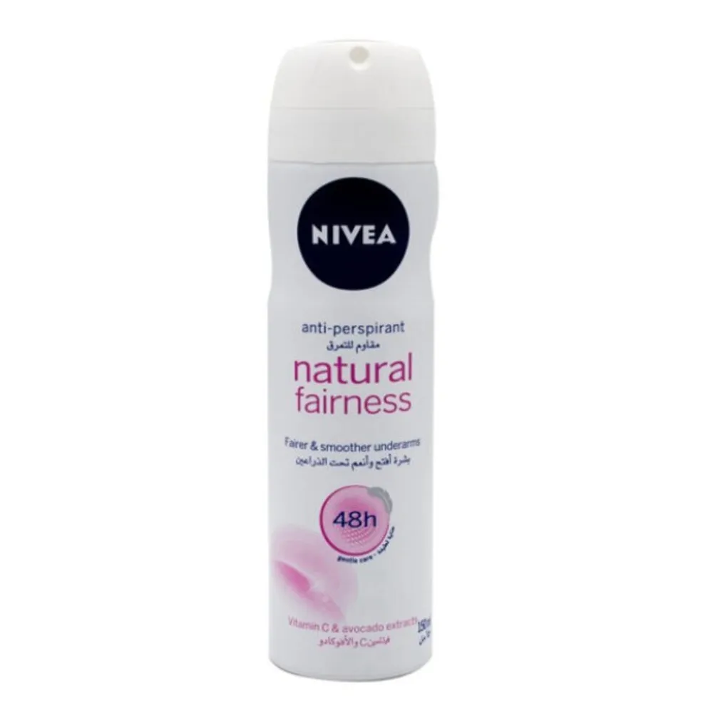 NIVEA-DEODERANT-SPRAY-WOMEN-NATURAL-FAIRNESS-150-ML.webp نيفيا مزيل عرق بخاخ للنساء التفتيح الطبيعى 150 مل - الصورة 1