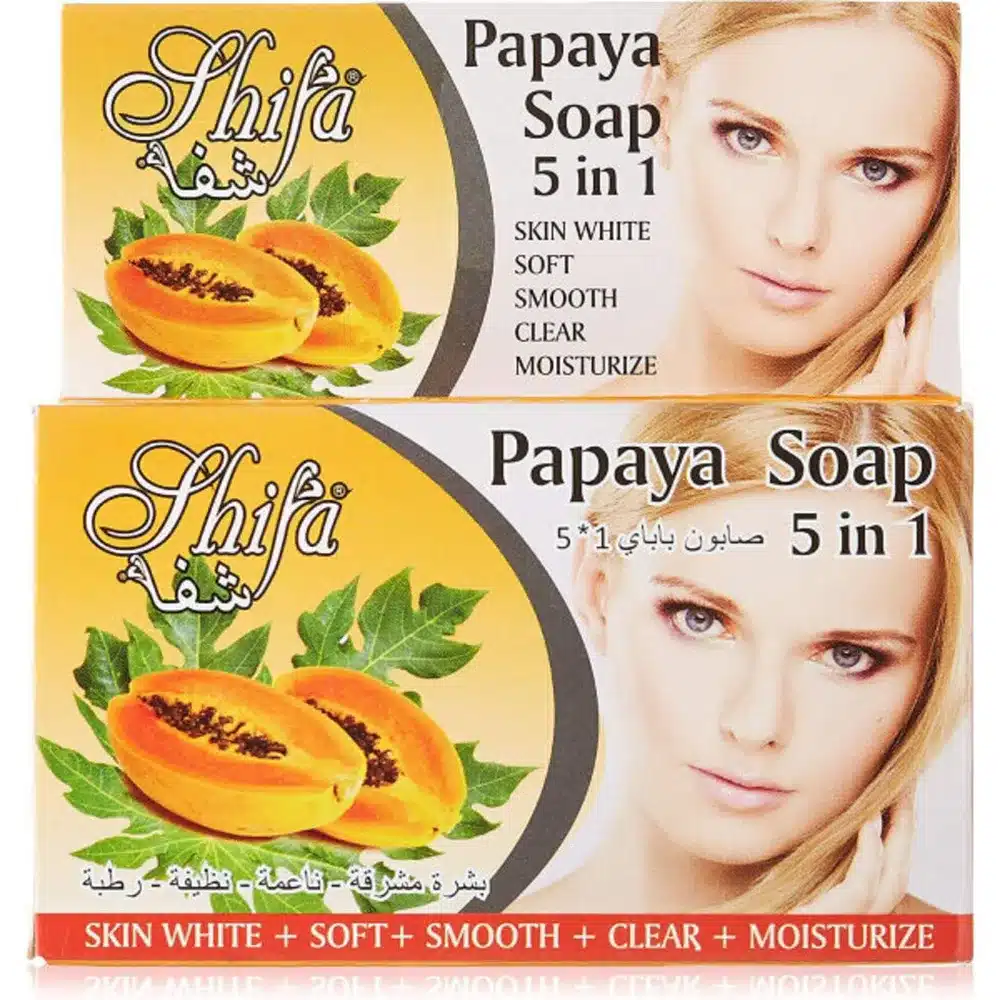 SHIFA-PAPAYA-SOAP-BAR-51-135-GM.webp شفا صابون البابايا 5*1 135 جم - الصورة 1